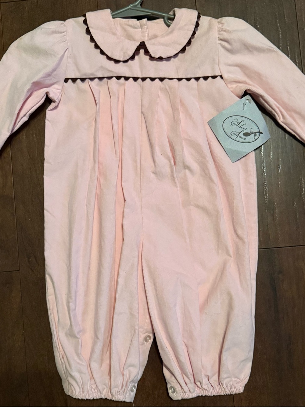 Silver Spoon Baby Boutique Pink Baby Girls Romper with Scalloped Trim